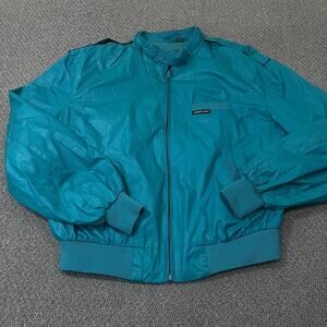 *GREEN* Members Only Racer Jacket Mens Size 44 Vintage Made In Hong Kong